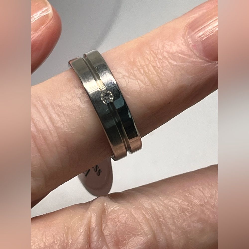 Stainless Steel Ring Cubic Zirconia Crystal